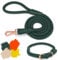 Hundehalsband und Leine, weiches Leder, stilvoll, robust, geflochten, wasserdicht, robuste rotgoldene Schnalle, 122 cm, für große, mittelgroße und kleine Hunde, Grün, Größe L