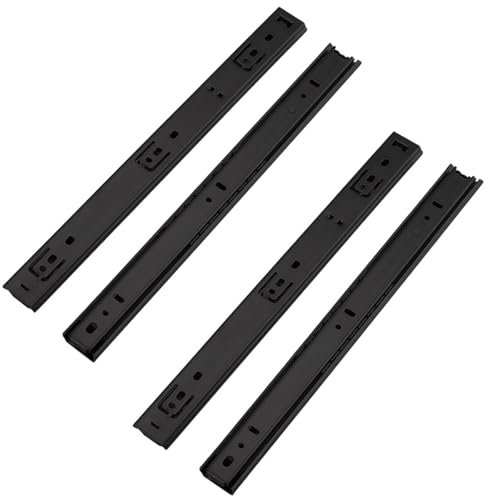 MOCNT 2 Paia (4 Pezzi) 200mm Guide per Cassetti 27mm Cuscinetti a Sfera Guide di Cassetti Zincato Guide a Estrazione Binari Cassetti Scorrevoli Guida di Cursori Armadio Nero