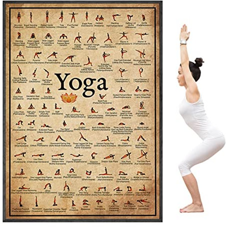 Yoga Wandposter - Yoga Zimmer Wandkunst, Yoga Pose Chart Poster | Motivierendes Yoga Poster Übung, Home Gym Yoga Room Dekor, Fortgeschrittene Professionelle Übung Fitness Zubehör
