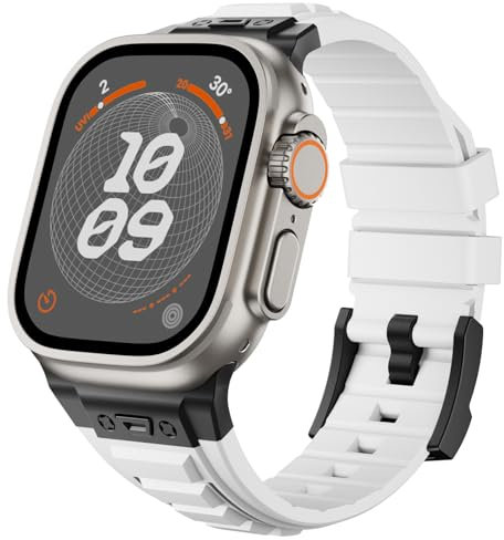 CHANCHY 49mm 46mm 45mm 44mm 42mm(Series 3) Compatible for Apple Watch Strap, Silicone Sport Replacement Band for iWatch Ultra 2/Ultra/Series 10 9 8 7 6 5 4 3 2 1,Black/White