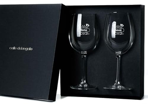CALLEDELREGALO | Copas de vino personalizadas | 2 copas + estuche | Pack 2 Copas de Vino Personalizadas | Estuche de Regalo Incluido