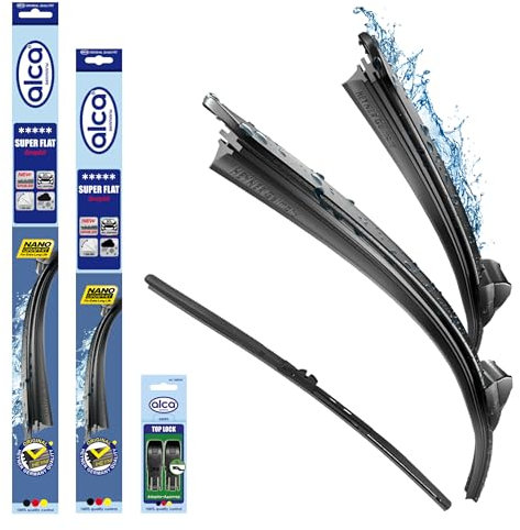 alca® Scheibenwischer Set mit Heckwischer passend für SKODA FABIA Combi (12.2006-05.2013) SUPER FLAT Flachbalkenwischer