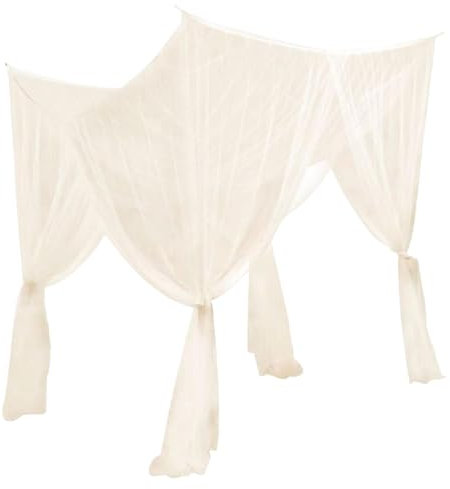 Weddflower Baldachin -Bettvorhänge, atmungsaktives Bett Baldachin mit Ausdehnungsrohre und Schraubenhaken, 75x83x94 Bettvorhänge für Mädchen und Erwachsene Schlafzimmer Dekoration Zubehör, Beige