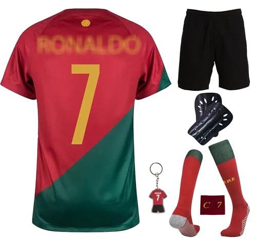 Portugal Rondo #7 Children's Football Jersey, Home 2024 Full Set, Sports Jersey, Football Training Jerseys, Comes with Sets Football Fan Items (4-13 Years), red, 140