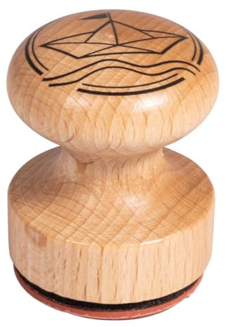 Rayher Stempel “Origami Boot”, rund, 3 cm ø, Motivstempel Holz, Holzstempel, Butterer Stempel, Rundstempel, Stempel maritim, 29277000
