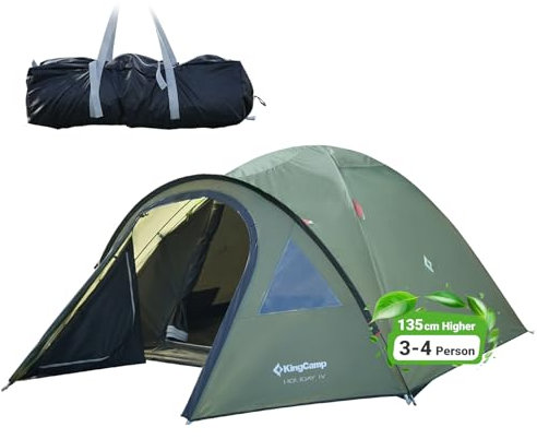 KingCamp Camping Zelt für 4 Personen Geräumig Trekkingzelt PU3000mm Wasserdichtes Kuppelzelt 4 Jahreszeiten Ultraleicht Zelte für Camping, Trekking und Outdoor-Aktivitäten