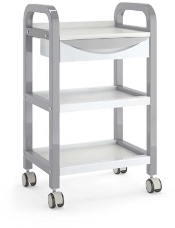 Estante de almacenamiento de cocina de varios niveles con carritos móviles para salón de belleza, mesa pequeña de isla para cocina, baño y sala de estar (gris)