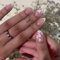 Press on Nails Almond - 24pcs Short False Nails with Glue - Nude Pink Stick on Nails with Flower Patterns - Glossy Full Cover Almond Nail Tips for Women Diy Nail Art