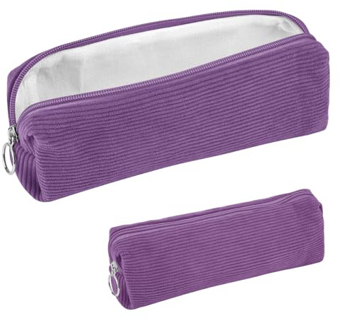 Hopton Niedliches Federmäppchen, Kordsamt, ästhetisches Federmäppchen für Mädchen und Jungen, Stifteetui, Make-up-Tasche, tragbares Federmäppchen für Damen, Lila