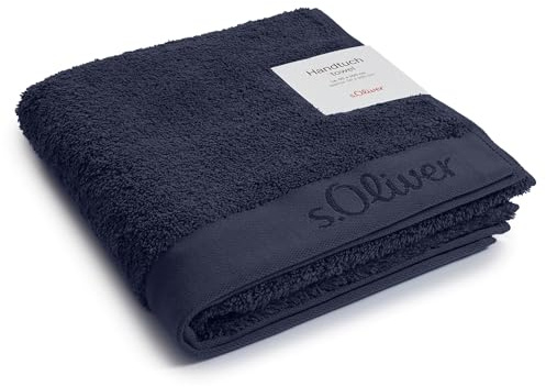 s.Oliver Handtuch 50x100 cm Marineblau - 100% Baumwolle, Luxus Frotteetuch | Hochwertiges Baumwollhandtuch dunkelblau, OEKO-TEX® geprüft, Marke Bad 600 g/m² dick, Aufhänger & waschbar, WC-Handtuch klein