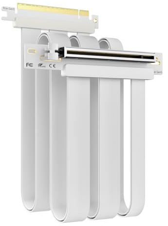 GLOTRENDS 600mm PCIe 5.0 Riser Kabel für RTX5090 RTX4090 RX9070 RX7900, Kompatibel mit PCIe 5.0/4.0 GPUs, 90 Grad rechter Winkel für vertikale GPU Montage