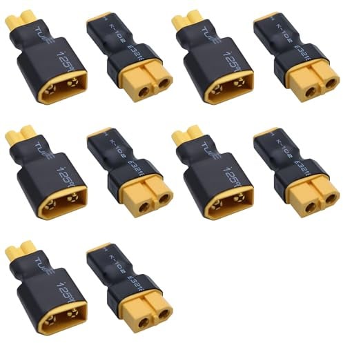 Tosiicop XT30 Stecker auf XT60 Stecker - 10 Stück XT30 auf XT60 Adapter Kein Kabel für RC Car Akku Lipo NiMH Battery Connectors Airplane Truck Boat Quadcopter