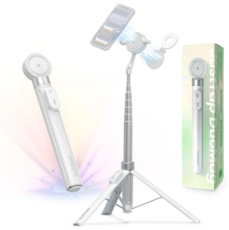 KraftGeek 170cm Palo Selfie Trípode para Movil Compatible con MagSafe | Tripode Movil Magnético con Apertura Automática para iPhone, Selfie Stick con Abrazadera Oculta para Samsung/Android