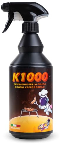 Detergente Pulizia Forno K1000 | Sgrassatore per Grasso Cotto e Incrostazioni | Griglia Barbecue, Grill e Cappe | Spray Uso Puro o Diluito | 750 ml Made in Italy