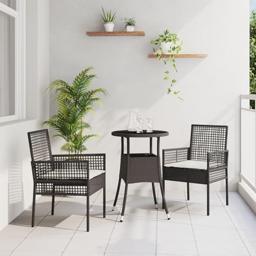 SKTQYQO 5-teiliges Gartenmöbel-Set aus Polyrattan mit rundem Tisch und gepolsterten Kissen für den Außenbereich, modern und langlebig, für Balkon oder Terrasse, robustes Material