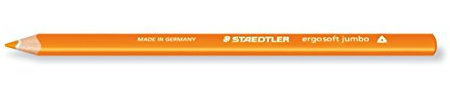 Staedtler 158-4 ergo soft jumbo Farbstift, jumbo-Format, ergonomische Dreikantform, rutschfeste Soft-Oberfläche, 12 Stück im Kartonetui, orange