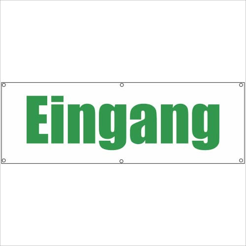 Indigos UG - Plane wasserdicht Gerüstplane - p046 - Eingang - Banner - 200 cm x 67 cm - Baustelle, Garten, Zaun oder Veranstaltung im Sommer - Werbeplane, Werbung