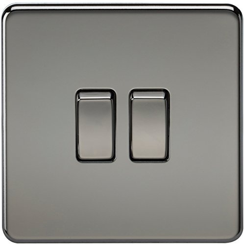 Knightsbridge SF3000BN Screwless 10 A 2-Gang 2 Way Switch, Black Nickel