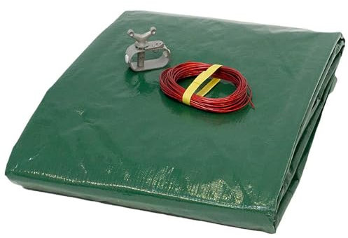 Poolabdeckung rund (Für 450-460 cm Stahlwandpools) – Sommer & Winter Abdeckplane – Ø 530 cm Poolplanenmaß - Materialdichte 180g/m² - Pool UV- und Algenschutz - Inkl. Stahlseil und Spannschloss
