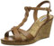 Dune Ladies Koala Plait T-Bar Strap Cork Wedge Heel Size UK 6 Wedge Heel Wedges Tan