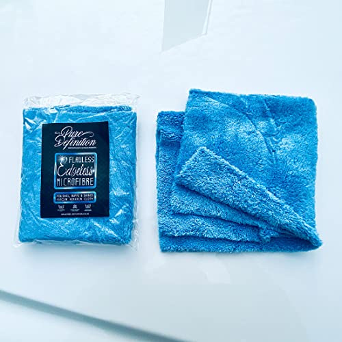 Pure Definition Edgeless Microfibre Cloth - Plush Microfiber For Flawless Car Finish and Buffing, Ultra Soft Texture, 40 x 40cm 465GSM