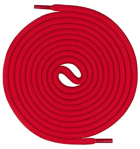 Mount Swiss© Cordones redondos premium, para zapatos de trabajo o trekking, 100% poliéster, extremadamente resistentes, 5 mm de diámetro, 12 colores, longitudes 60 – 200 cm, color Rojo, talla 120