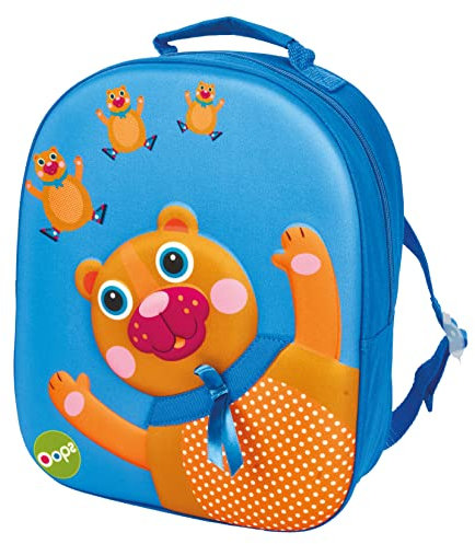 Bunter 3D Kinderrucksack von Oops SA mit Bären Motiv, Kinderrucksack ab 18 Monate, (Rucksack für Jungen und Mädchen, bietet viel Stauraum, verstellbarer Tragegurt, Maße: 11x31x24,5cm), Mehrfarbig