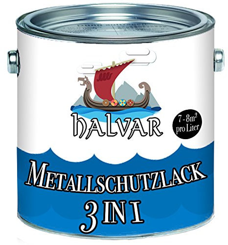 Halvar Metallschutzlack 3in1 skandinavische Metallschutzfarbe 3-in-1 Rostschutz Grundierung & Deckanstrich IN EINEM Metalllack ideal für Eisen Stahl Aluminium Metall Zink (2,5 L, Zinkgelb (RAL 1018))