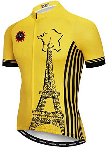 MTB Jersey Mens Cycling Jerseys Short Sleeve Bike Jersey Zip Mountain Road Clothes Bicycle top Shirts Breathable Summer Pro Team Sports Racing Cycle Jersey for Men Quick Drys Yellow XL