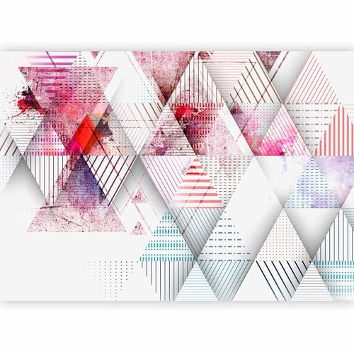 murando - Papier Peint Panoramique Adhésif 245x175 cm - Murale Autocollante Décoration - Beige violet gris rouge - Figures géométriques rayures modernes géométriques fond triangle f-A-0685-a-a