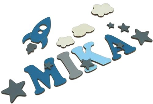 Holzbuchstaben Kinderzimmer Türschild Personalisiert Wanddeko Babyzimmer Holz Name Deko Wand Buchstaben Kinder Geschenk Tür Holzbuchstaben Set Wanddeko (Farbmuster MIKA 7cm)