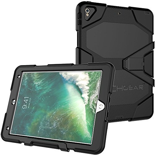 TECHGEAR G-SHOCK Case Compatible with Apple iPad Air 3 2019 10.5 - Tough Rugged HEAVY DUTY Armour Shockproof Survival Protective Case with Detachable Stand - Kids Schools Builders Workman Case BLACK