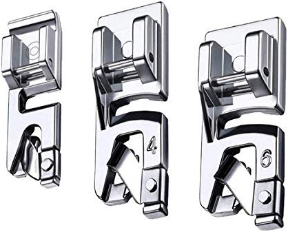 LMYJ Pied presseur étroit pour ourlet roulé (3 mm, 4 mm et 6 mm) pour la plupart des machines à coudre Singer Brother Kit de pied presseur pour ourlet à tige basse