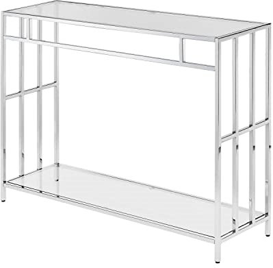 Convenience Concepts Mission Table console en verre transparent/chromé
