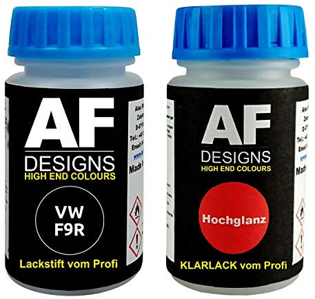 Lackstift für VW F9R LF9R Black Magic Pearl Metallic + Klarlack 50ml Autolack
