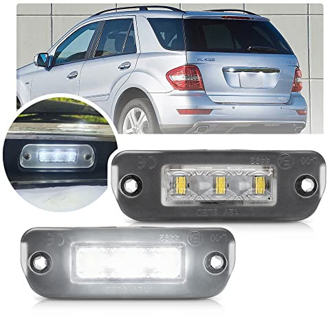 NSLUMO 2 Stück Klares Objektiv LED Kennzeichenleuchte Für Mercedes R-Klasse ML-Klasse GL-Klasse, ml w164 kennzeichenbeleuchtung led