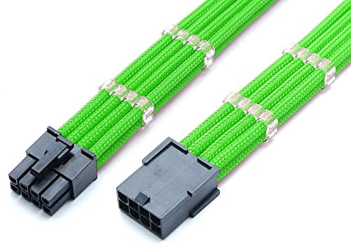 Shakmods 8 Pin ATX CPU Motherboard Sleeved Extension Cable 30cm + 2 Cable Combs (Green)