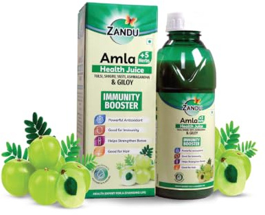 ZANDU JUGO DE SALUD Amla + 5 hierbas Salud Jugo Ayurvédico Potenciador de Inmunidad Potente Antioxidante (1000 ml)