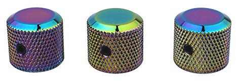 Guyker 3Pcs Potentiometer Control Knobs with 6mm(0.24”) Dia. Shaft Pot - High Grade Knurled Volume Tuning Audio Knob Replacement for Electric Guitar or Precision Bass - CNC Machined(Rainbow Chameleon)