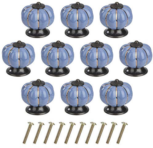 MengH-SHOP Perillas de Gabinete Redondas Perillas de Cajón Calabaza Tiradores de Muebles Perilla de la Puerta con Tornillo Perillas Manijas para Armario Cajón Aparador Cocina 10 Piezas Azul