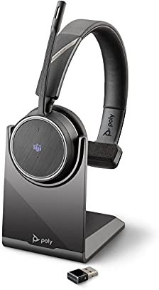 Plantronics – Voyager 4210 UC USB-A Headset (Poly) – Mono Bluetooth-Kopfhörer mit Bügel-Mikrofon, Noise-Cancelling & Ladestation – Anschluss an PC, Mac & Mobiltelefon - Teams (zertifiziert)