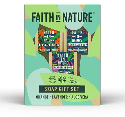 Faith In Nature Natural Handmade Soap Gift Set, Vegan & Cruelty Free, No SLS or Parabens, 3 x 100g