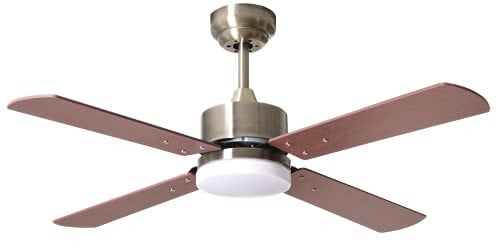 BEL AIR HOME - Ventilatore da Soffitto DC con Luce LED 20W Integrata - 3 Tonalità Selezionabili - Funzione REVERSE - Telecomando Incluso - Design Moderno - Silenzioso - Ciliegio, Vetro