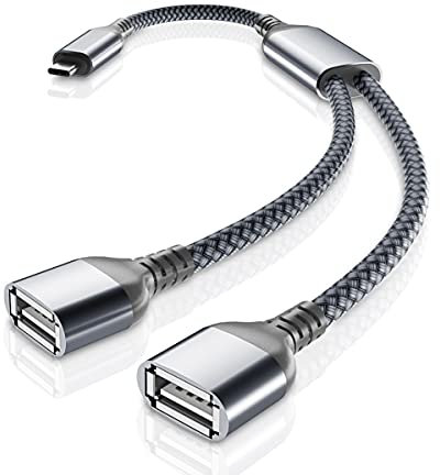 Basesailor Cable USB-C a Doble USB A 2.0 Hembra 1M,Divisor Tipo C Macho a 2 USB OTG Concentrador Extensor Adaptador Convertidor 2 en 1 Hub para iPhone 15 16,Mac,iPad 10,Mini,Galaxy S23 S24 Ultra
