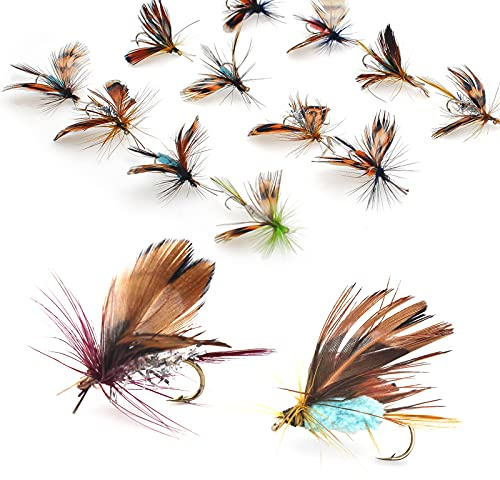Lilureena 12 PCS Fly Fishing Flies Kit Fly Lure Butterfly for Trout Bass Salmon Saltwater Freshwater