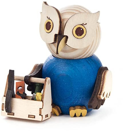 Rudolphs Schatzkiste Miniaturfigur Mini-Eule Handwerker 6,2x7,5x6cm NEU Holzfigur Sammelfigur Weihnachtsfigur Erzgebirge