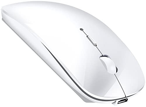 Wireless Bluetooth Mouse for MacBook Pro/Air/Mac/iPad/Laptop/Desktop/Mac/PC/Computer/Phone-Portable Slim Silent Office Mice with USB-C Adapter 2.4 GHz USB Mice (White)
