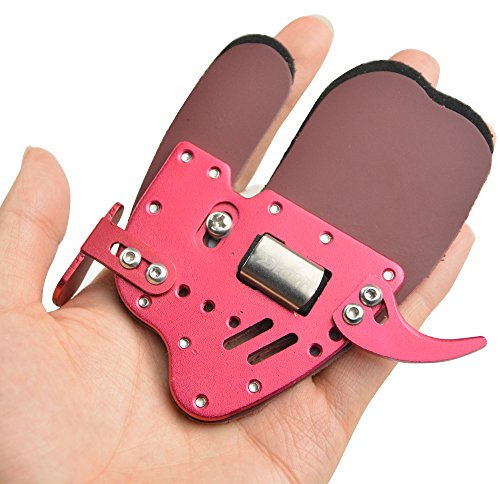SHARROW Bogenschießen Fingertab aus Leder Fingerschutz Handschutz Einstellbare Handschuhe Finger Tab für Recurvebogen RH/LH (S, Rot/Rechte Hand)