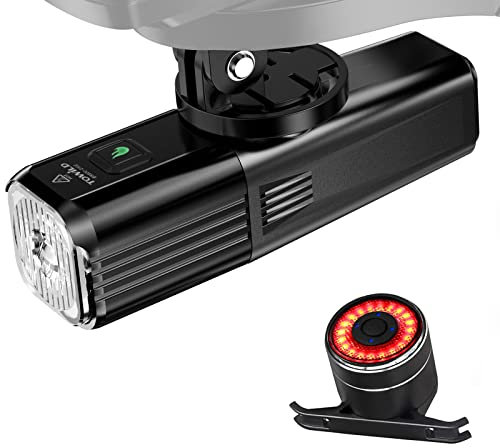 Luces de bicicleta LED recargables tipo C, luz de bicicleta delantera 800 lúmenes impermeable IPX6 luces para bicicleta para carretera y montaña – 2000 mAh batería reemplazable incorporada