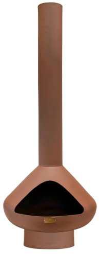 Ivyline Fornax Steel Fireplace with Chimney in Rust - UV Stable, Frost Resistant & Durable - Heavy Duty Easy Clean Outdoor Firepit - H132cm x W52cm